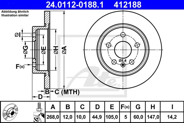 Disc frana OPEL ASTRA/MOKKA 1,3-2,0 CDTI 09- 268 X 12