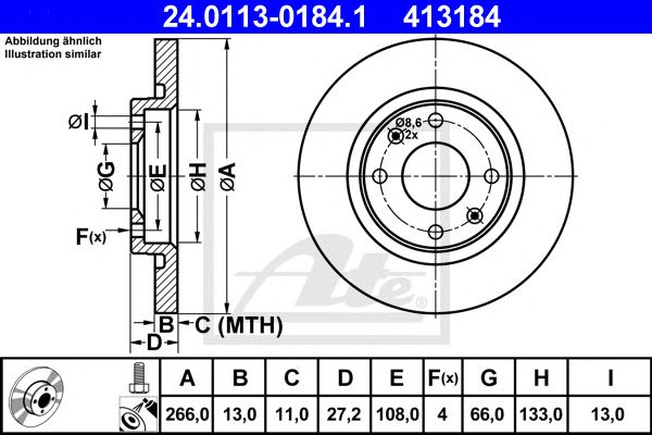 Disc frana CITROEN BERLINGO/C2/C3/PARTNER 96- 266 X 13