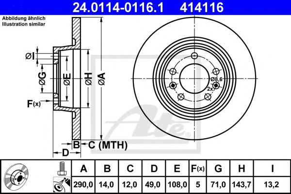 Disc frana FIAT SCUDO 1,6-2,0D 07- 290 X 14