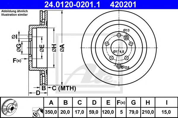 Disc frana LAND ROVER DISCOVERY/RANGE ROVER 2,7-3,0TD/4,0-5,0 4X4 05- 350 X 20