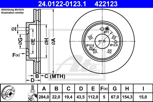 Disc frana MERCEDES-BENZ W124/W201 84-98 284 X 22