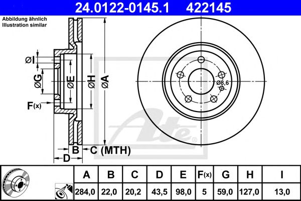 Disc frana ALFA 147/156/164/GT 87-10 284 X 22