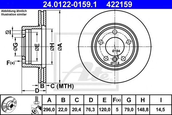 Disc frana BMW 5 (E39) 2,0-3,5 95-04 296 X 22