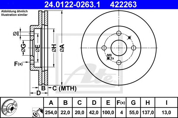 Disc frana DAIHATSU MATERIA/SIRION 1,0-1,5 05- 254 X 22