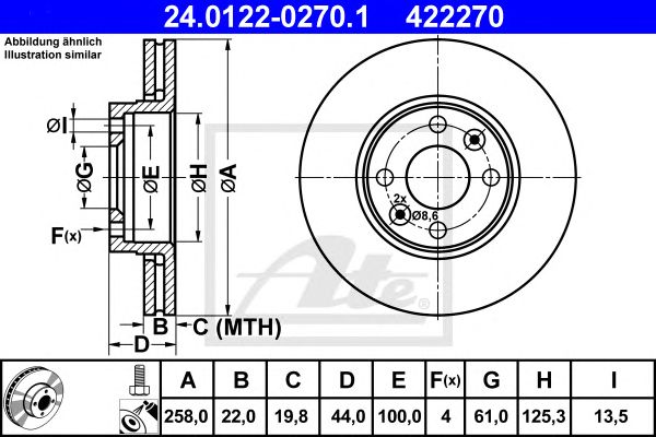 Disc frana RENAULT CLIO/KANGOO 08- 258 X 22