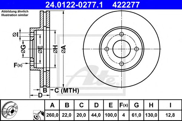 Disc frana NISSAN MICRA/NOTE 1,2 10- 260 X 22