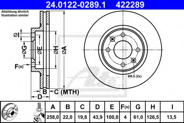 Disc frana DACIA LOGAN/SANDERO 12- 258 X 22