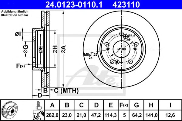 Disc frana HONDA CIVIC/FR-V 1,4-2,0 04- 282 X 23