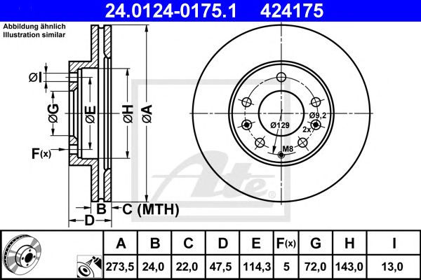 Disc frana MAZDA 323/626/6/PREMACY 98-07 273,5 X 24