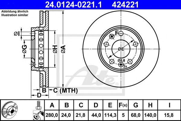 Disc frana RENAULT FLUENCE/LAGUNA/MEGANE/SCENIC 07- 280 X 24