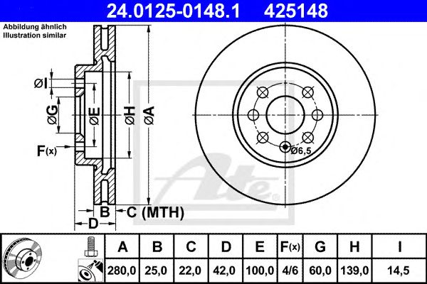 Disc frana OPEL COMBO/MERIVA 1,3-1,7D 01- 280 X 25