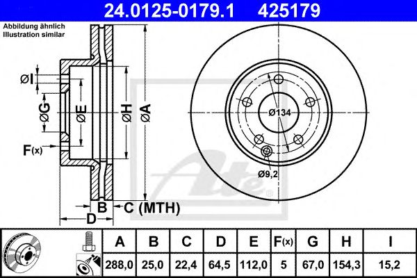 Disc frana MERCEDES-BENZ W204/S204 07- 288 X 25