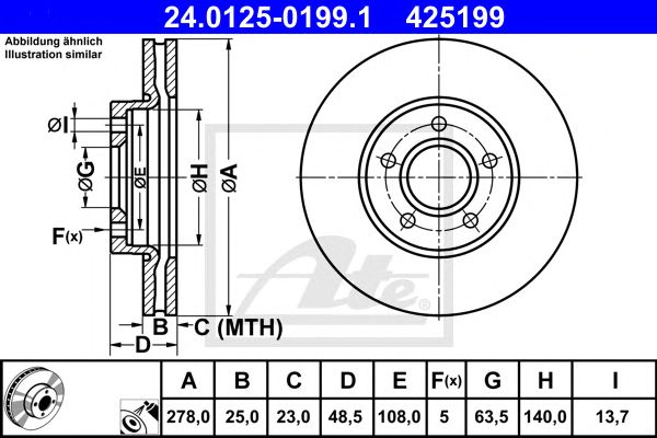 Disc frana FORD C-MAX/FOCUS 10- 278 X 25