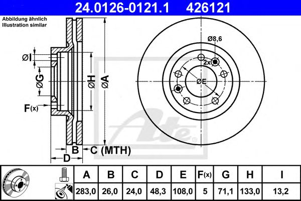 Disc frana PEUGEOT 407/508/607 00- 283 X 26