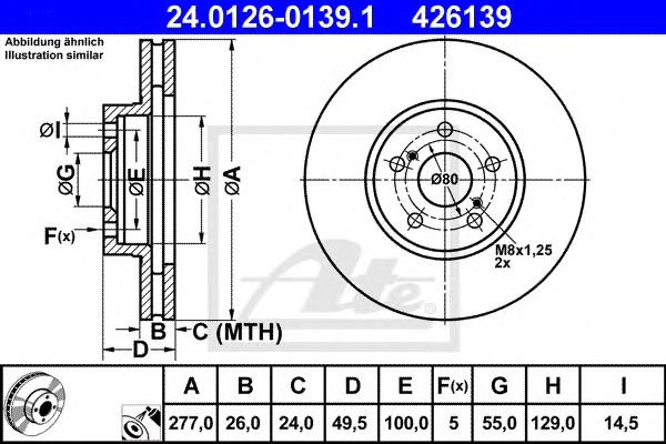 Disc frana TOYOTA AVENSIS 1,6-2,0 03-08 277 X 26