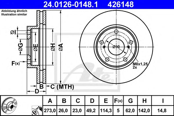 Disc frana TOYOTA AURIS/COROLLA 1,33-1,8 07-12 273 X 26