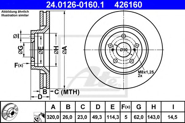 Disc frana TOYOTA AVENSIS/VERSO 2,0-2,2 D-4D 09- 320 X 26