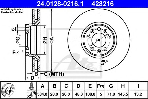 Disc frana CITROEN C5/JUMPY 07- 304 X 28