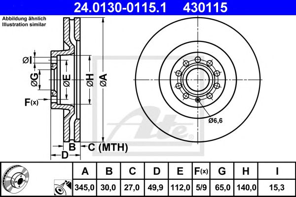 Disc frana VW EOS/GOLF/PASSAT 05- 345 X 30