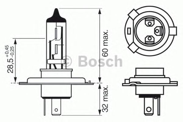 Bec far faza lunga H4 12V/60/55W P43T-38 +30% PLUS 30