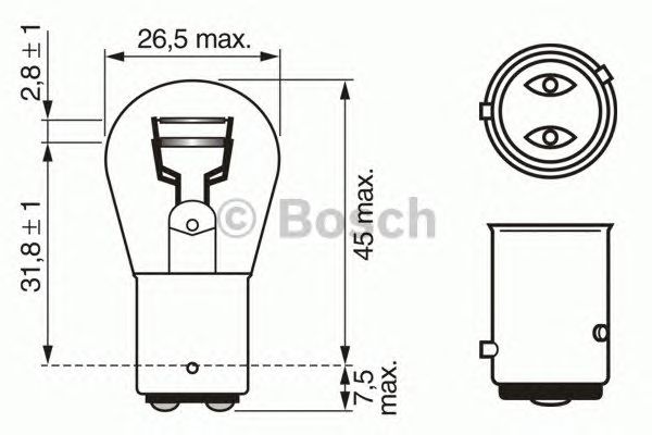 Bec, lampa frana 12V/21/4W P21/4W BAZ15D PURE LIGHT DOUBLE LIGHT