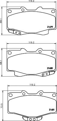 set placute frana,frana disc TOYOTA LAND CRUISER 3,0TD 96-