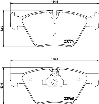 set placute frana,frana disc BMW 3/X1/Z4 (E84/E89/E90/E91/E92/E93) 2,0-3,0 04- EPAD 155,1 X 63,9 X 20,3 154,6 X 63,9 X 20,3