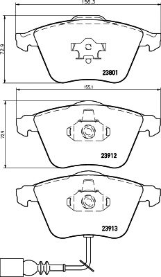 set placute frana,frana disc VW EOS/GOLF/PASSAT 05-12 155,1 X 72,8 X 20 156,4 X 72,8 X 20 ATE