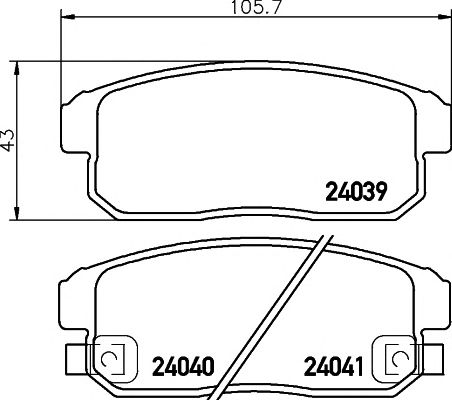 set placute frana,frana disc SUZUKI IGNIS 1,3-1,5 00- 105,7 X 43 X 14,4