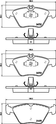 set placute frana,frana disc MERCEDES-BENZ W211/S211 2,6-3,7 4-MATIC 03-09 EPAD 155,1 X 69,3 X 19 156,5 X 63,5 X 19