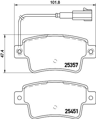 set placute frana,frana disc FIAT PUNTO 1,4 12- 101,8X47,4X17,3 BOSCH