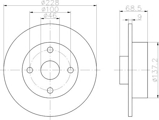 Disc frana VOLVO 440-460 3/86- 228X9X68.9