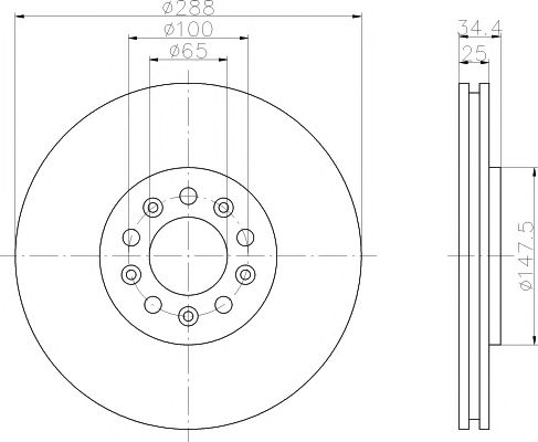 Disc frana VW A3/GOLF4 288X25