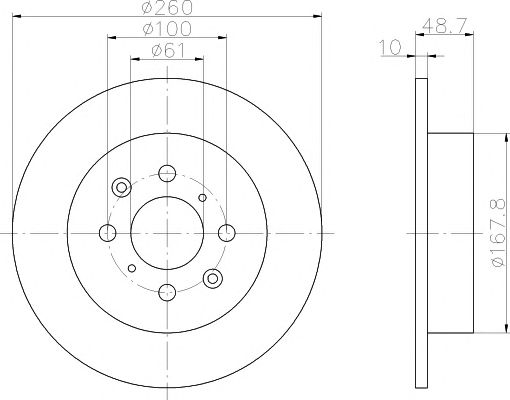 Disc frana HONDA CIVIC 99- UK 260X49X10