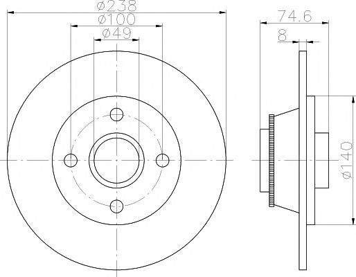 Disc frana RENAULT CLIO 98- ABS index: 92154003