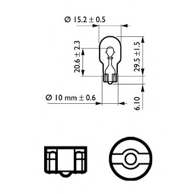 Bec, semnalizator W16W 12V/16W (sticla) W2,1X9,5D