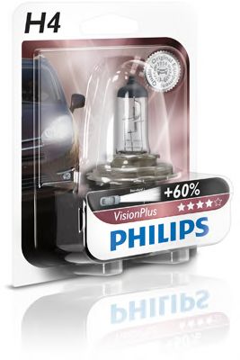 Bec far faza lunga H4 12V/60/55W +60% PHILIPS VISIONPLUS P43T-38