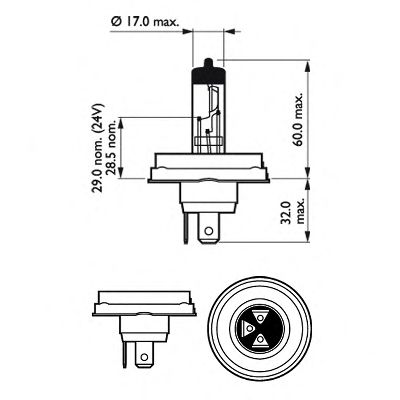 Bec far faza lunga 12V HEADLIGHTING R2