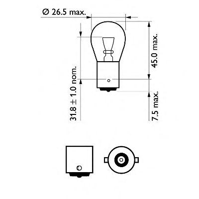 Bec, semnalizator P21W 12V/21W +60% PHILIPS VISIONPLUS BA15S monofilament