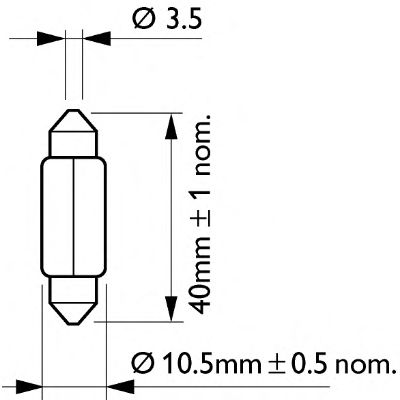 Bec, iluminare numar circulatie tubular 12V/10W 10,5X40MM SV8,5 FESTOON