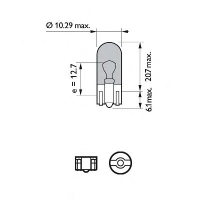 Bec, semnalizator W5W 12V/5W +60% WHITEVISION W2,1X9,5D