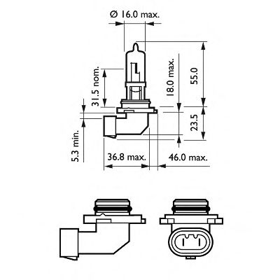 Bec far faza lunga HB3 12V/60W +30% VISION P20D