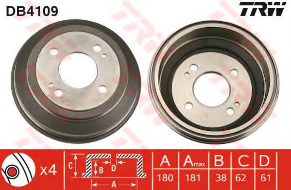 Tambur frana HONDA CIVIC/CRX 1,2-1,5 83-95