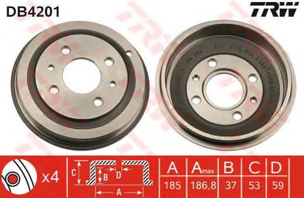 Tambur frana FIAT SEICENTO 0,9-1,1 98-10 185 MM