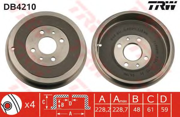 Tambur frana FIAT DOBLO/FIORINO/IDEA/LINEA/QUBO 01- 228,2 MM