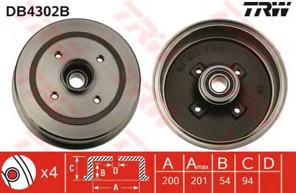 Tambur frana OPEL CORSA C 00- 200 MM cu ABS