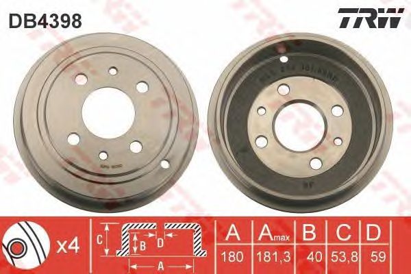 Tambur frana FIAT BRAVA/BRAVO/PANDA/PUNTO/500 95- 180 MM