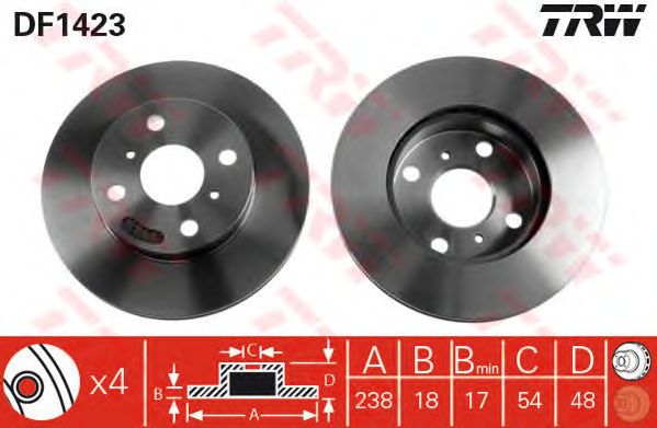 Disc frana TOYOTA COROLLA 1,3-1,6/1,8D 87-93 238X18