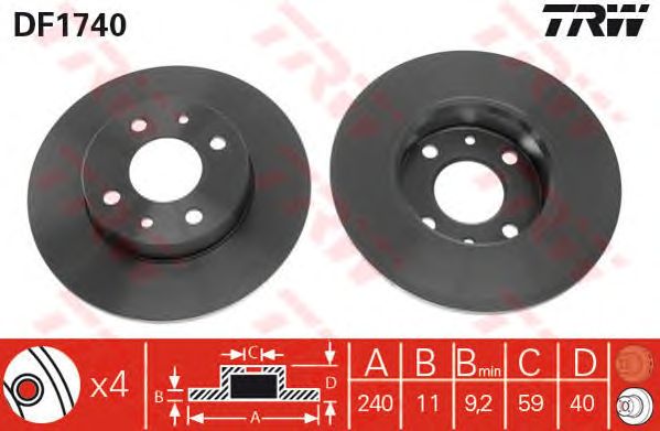 Disc frana ALFA 145/146/155/33 1,6-2,5 V6 90-99 240X11