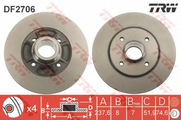 Disc frana RENAULT 19/CLIO I,II/MEGANE I,II,III 88- 238X8